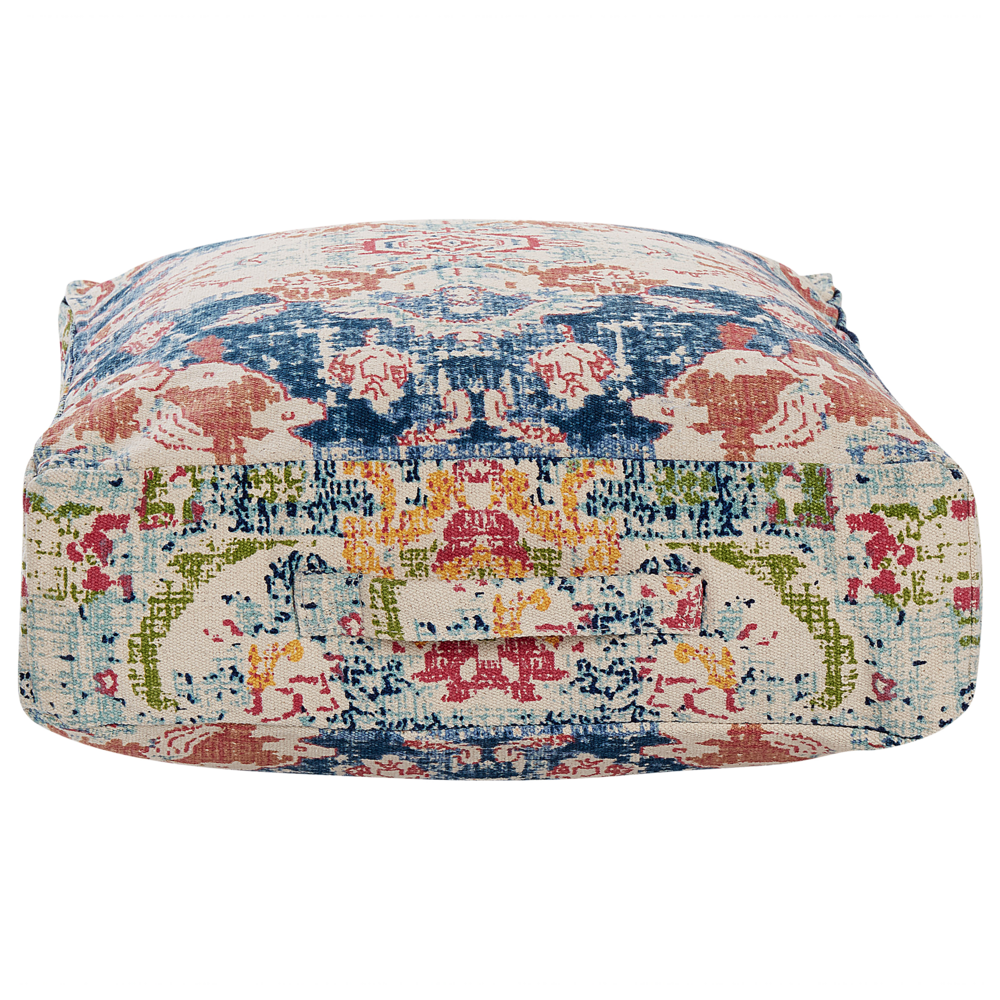 Pouf multicolore ⌀ 50 cm dalla forma quadrata con motivo astratto cuscino da pavimento salotto