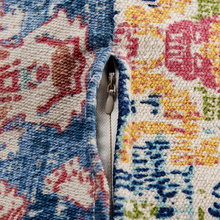 Pouf multicolore ⌀ 50 cm dalla forma quadrata con motivo astratto cuscino da pavimento salotto