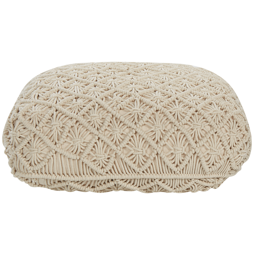 Pouf in cotone beige 50 x 50 cm cuscino di seduta in stile boho motivo macramé