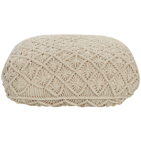 Pouf in cotone beige 50 x 50 cm cuscino di seduta in stile boho motivo macramé