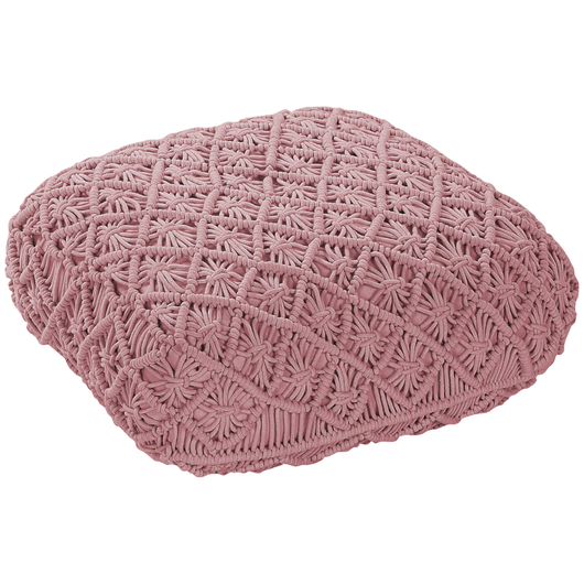 Pouf in cotone rosa 50 x 50 cm cuscino di seduta in stile boho motivo macramé