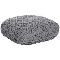 Pouf in cotone grigio 50 x 50 cm cuscino di seduta in stile boho motivo macramé