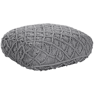 Pouf in cotone grigio 50 x 50 cm cuscino di seduta in stile boho motivo macramé
