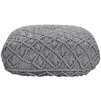 Pouf in cotone grigio 50 x 50 cm cuscino di seduta in stile boho motivo macramé