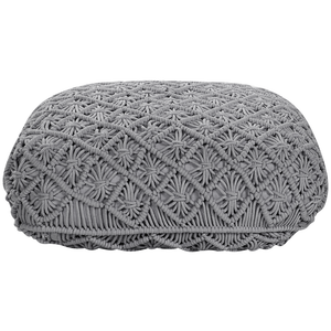 Pouf in cotone grigio 50 x 50 cm cuscino di seduta in stile boho motivo macramé