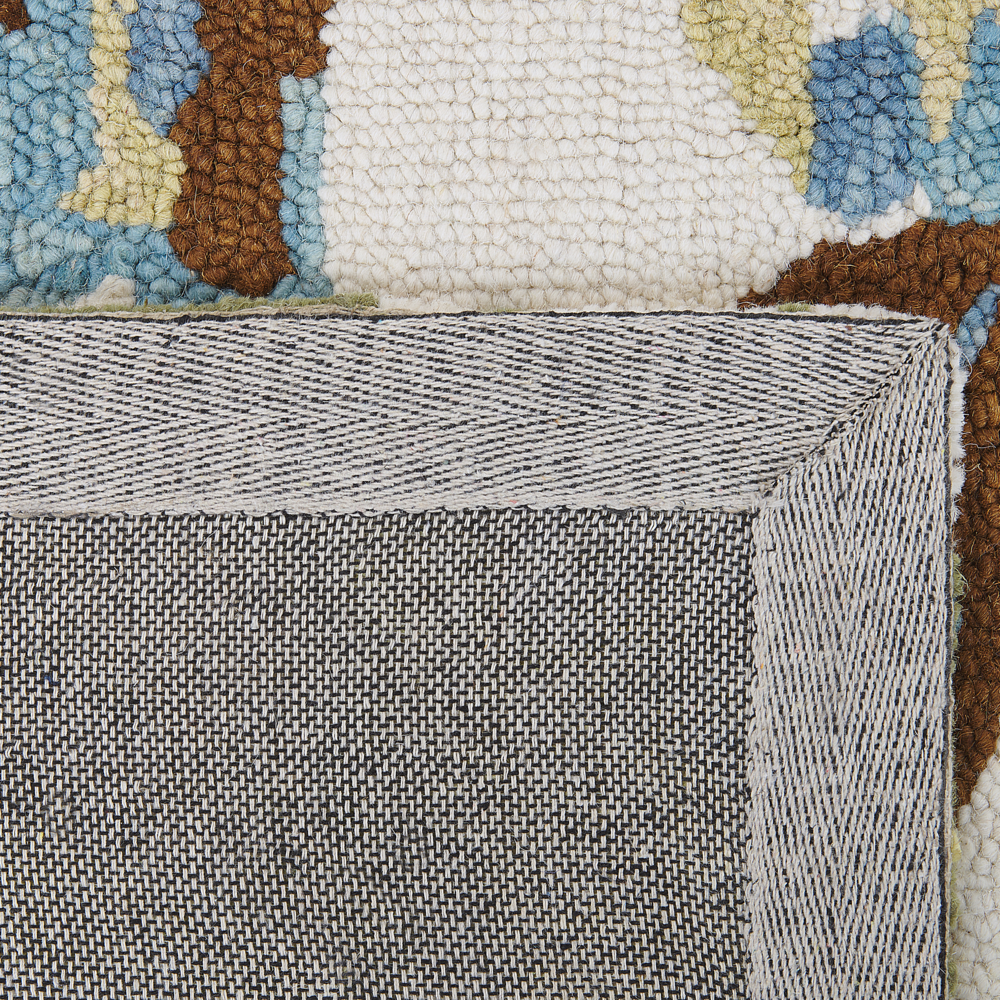 Tappeto di lana multicolore con motivo a foglie 200 x 200 cm stile boho rustico camera da letto soggiorno