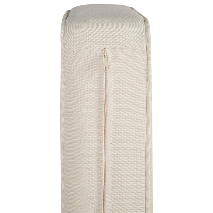 Ottomana legno chiaro e cuscino poliestere beige chiaro ottomano per esterni e interni resistenti agli agenti atmosferici