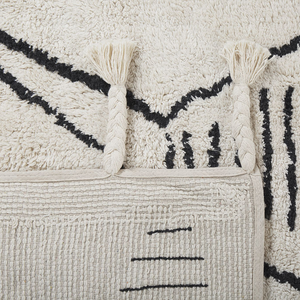 Tappeto cotone nero e bianco sporco 140 x 200 cm moderno orientale motivo geometrico