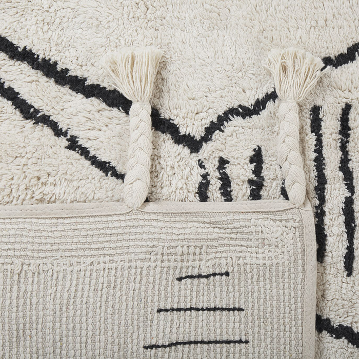 Tappeto cotone nero e bianco sporco 140 x 200 cm moderno orientale motivo geometrico