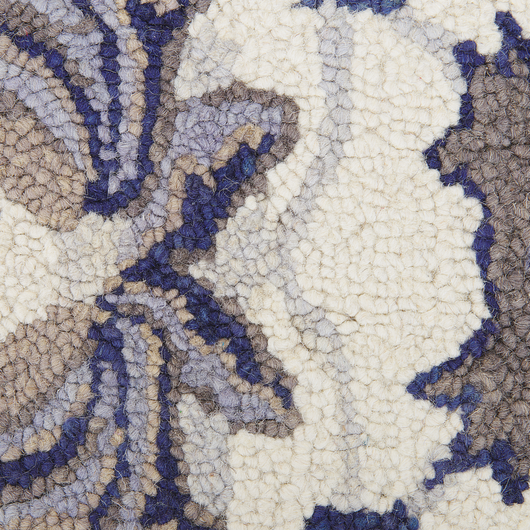 Tappeto in lana beige e blu 200 x 200 cm a pelo fitto con motivo orientale