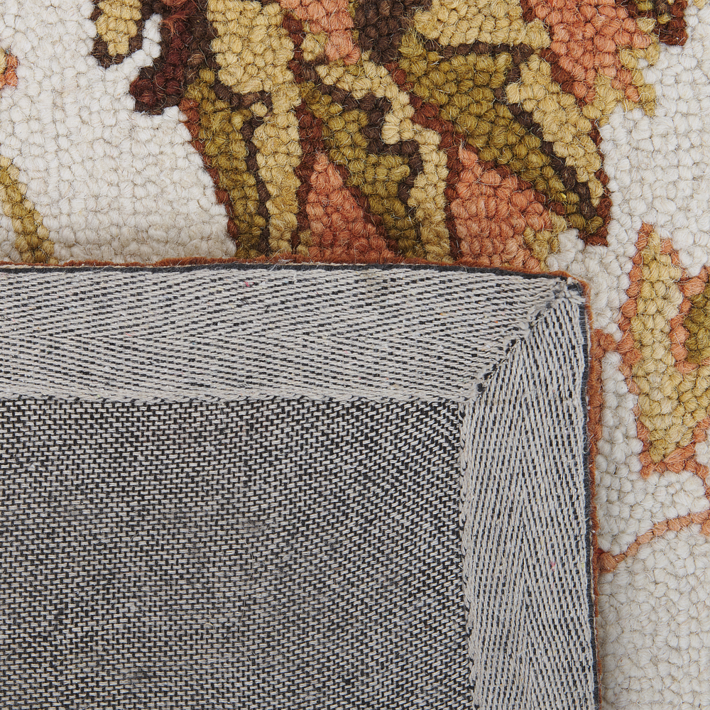 Tappeto in lana beige e marrone 160 x 230 cm a pelo fitto con motivo orientale