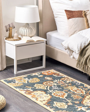 Tappeto multicolore lana 80 x 150 cm spessa pelo lungo motivo orientale