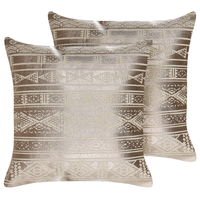 Set di 2 cuscini in cotone oro rosa 50 x 50 cm motivo geometrico metallizzato glamour