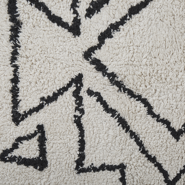 Tappeto nero e bianco sporco cotone 160 x 230 cm motivo geometrico nappe moderno orientale