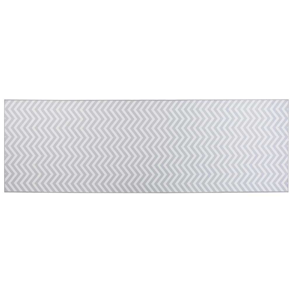 Tappeto passatoia bianco grigio poliestere 80 x 240 cm rettangolare chevron design