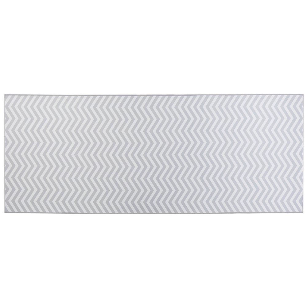 Tappeto passatoia bianco grigio poliestere 80 x 200 cm rettangolare chevron design