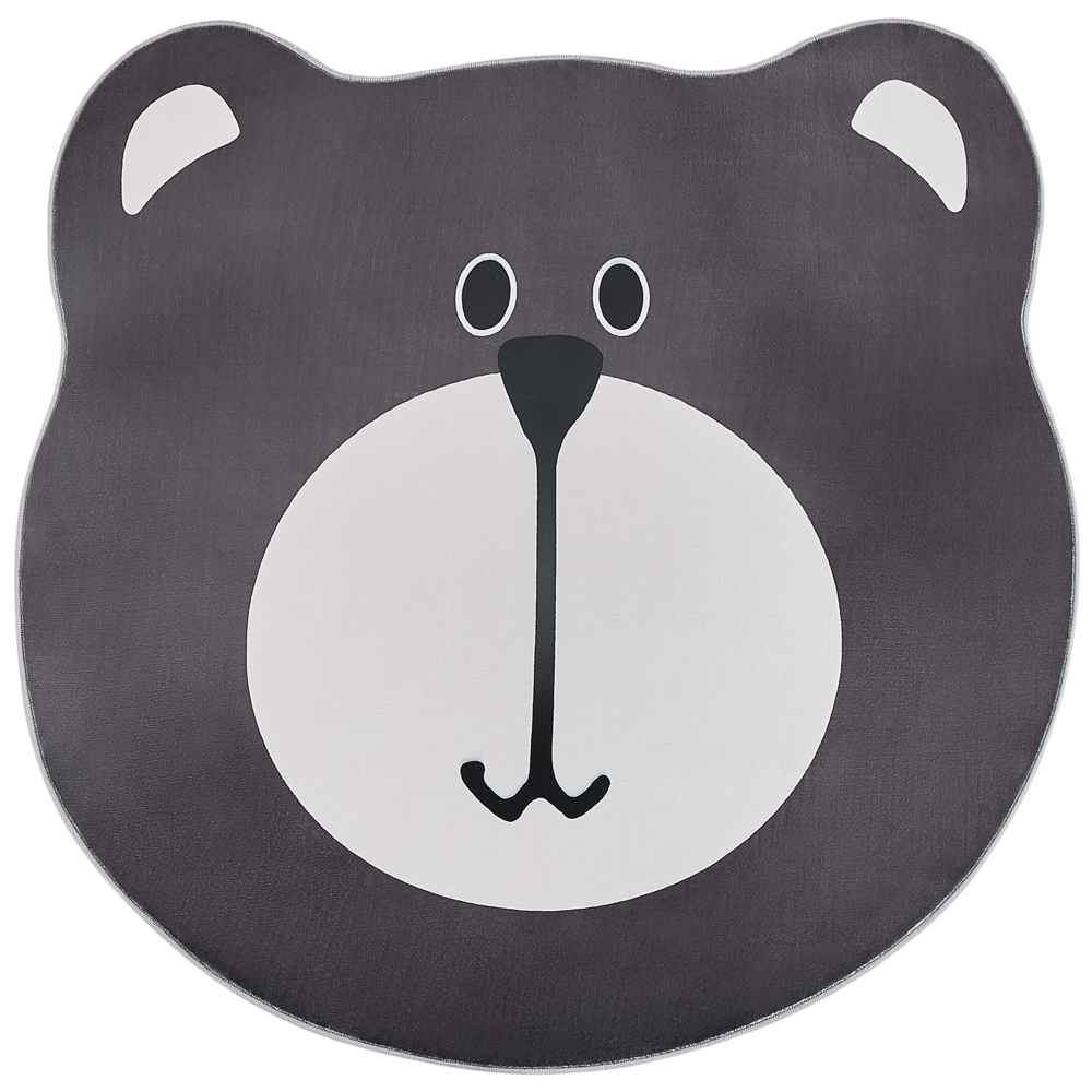 Tappeto marrone ⌀ 120 cm a forma di orso a pelo basso per bambini sala giochi