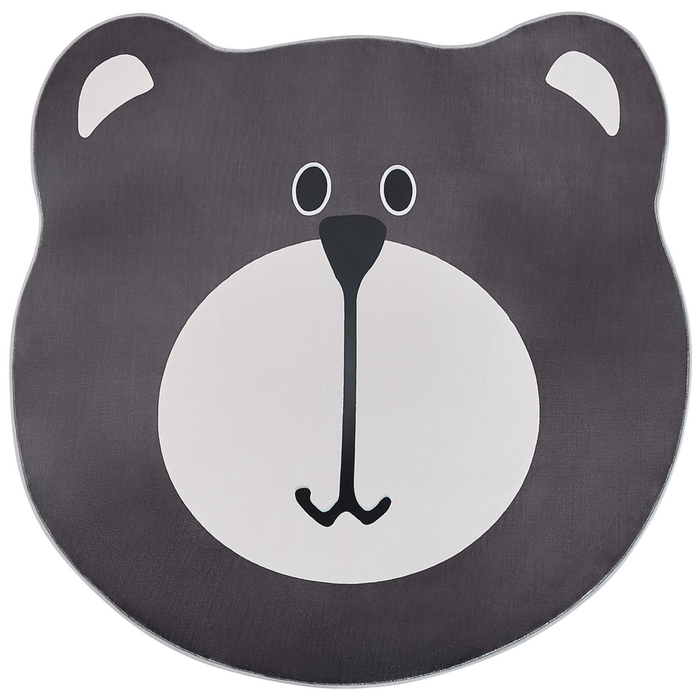 Tappeto marrone ⌀ 120 cm a forma di orso a pelo basso per bambini sala giochi