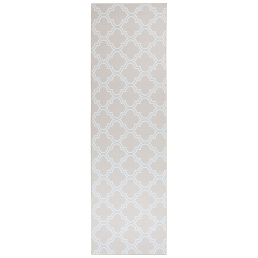 Tappeto passatoia beige poliestere 60 x 200 cm orientale quadrifoglio motivo soggiorno camera da letto decorazioni