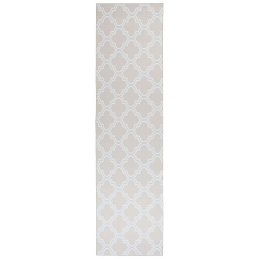 Tappeto passatoia beige poliestere 80 x 300 cm orientale quadrifoglio motivo soggiorno camera da letto decorazioni