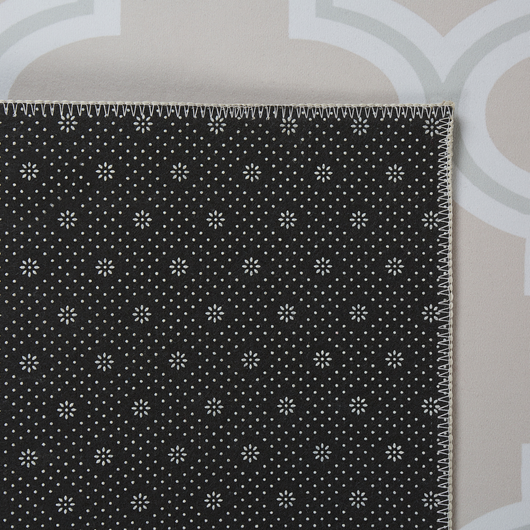 Tappeto passatoia beige poliestere 80 x 300 cm orientale quadrifoglio motivo soggiorno camera da letto decorazioni