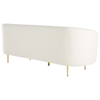 Divano 3 posti in poliestere di colore bianco con gambe dorate stile glamour retrò soggiorno