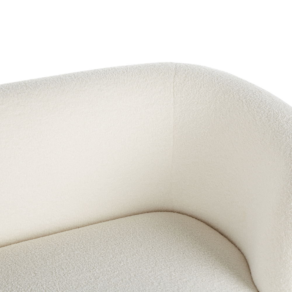 Divano 3 posti in poliestere di colore bianco con gambe dorate stile glamour retrò soggiorno