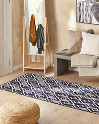 Tappeto passatoia in poliestere bianco e nero 80 x 240 cm decorazioni moderne per soggiorno e camera da letto