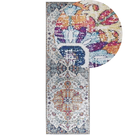 Tappeto in poliestere multicolore 80 x 240 cm passatoia orientale vintage invecchiato soggiorno camera da letto corridoio