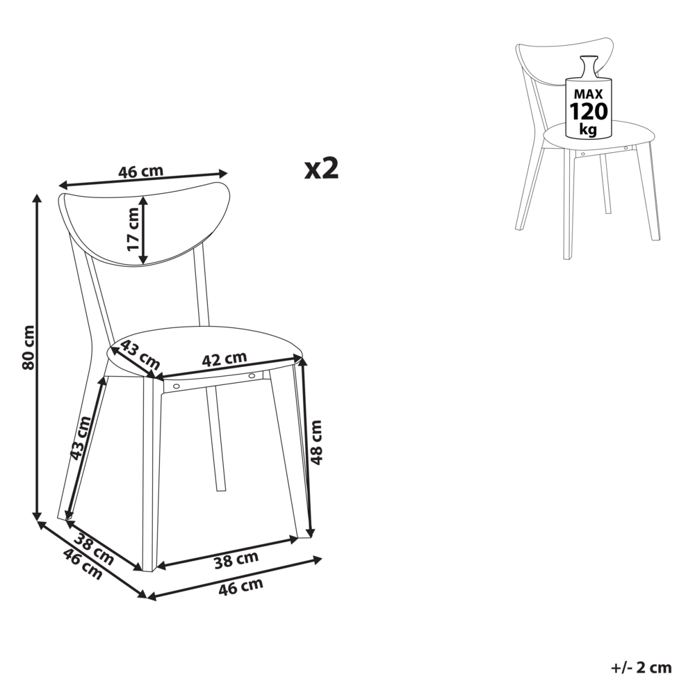 Set di 2 sedie da pranzo in legno scuro con decorativo design moderno e tradizionale