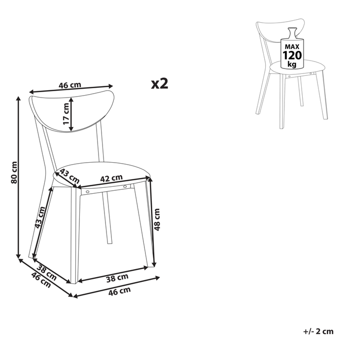 Set di 2 sedie da pranzo in legno scuro con decorativo design moderno e tradizionale