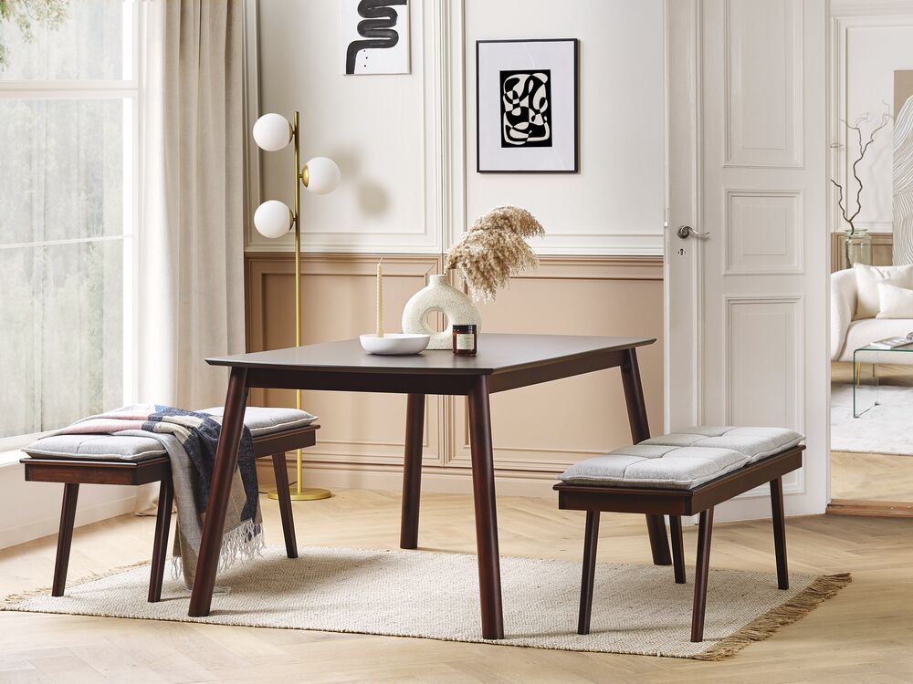 Tavolo da pranzo mdf impiallacciato in legno scuro 150 x 90 cm rettangolare in stile retrò tradizionale