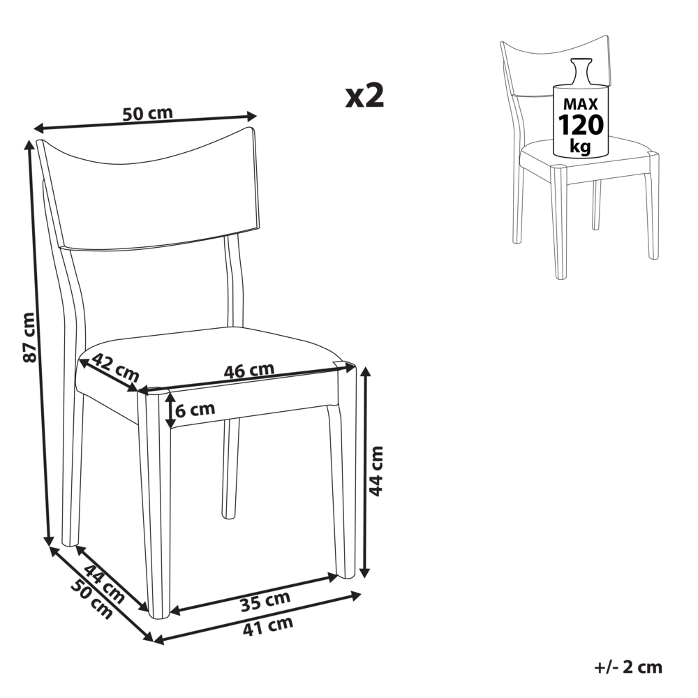 Set di 2 sedie da pranzo in legno scuro con decorativo design moderno e tradizionale