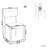 Set di 2 sedie da pranzo in legno scuro con decorativo design moderno e tradizionale