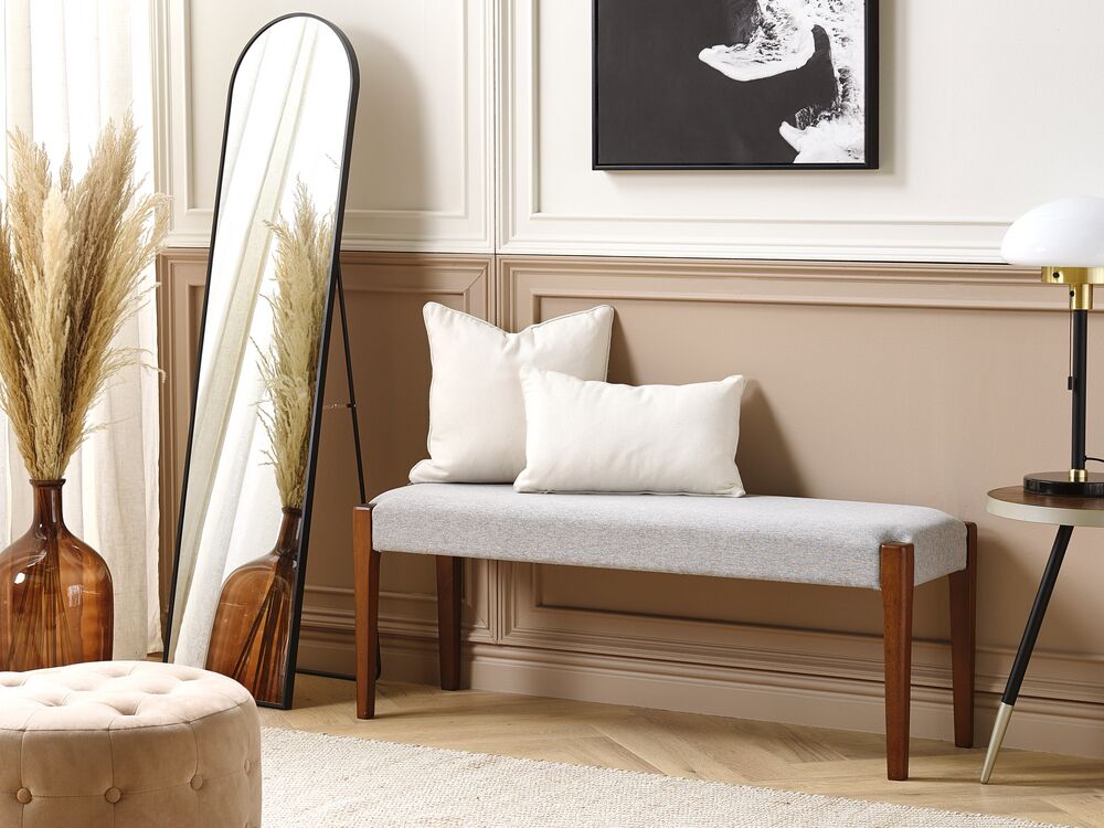 Panchina per corridoio grigio chiaro seduta imbottita cuscino in poliestere design classico retrò rettangolare