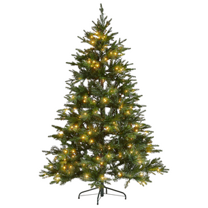 Albero di natale artificiale verde sintetico 180 cm rami innevati led con lucine