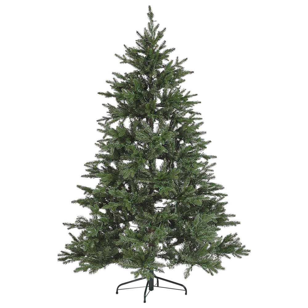 Albero di natale artificiale verde sintetico 180 cm rami innevati led con lucine