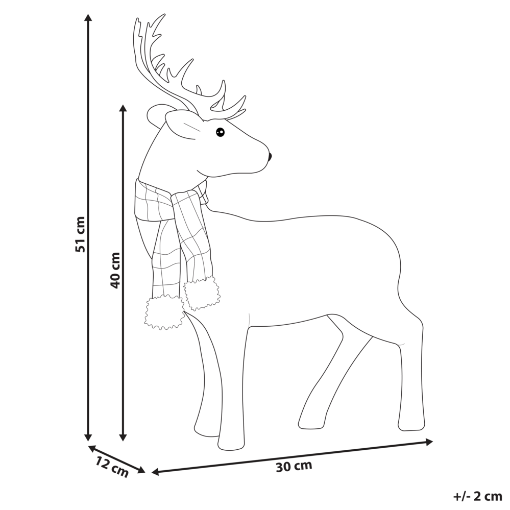 Figura decorativa renna ecopelle bianco argento rosso verde 51 cm natale soggiorno