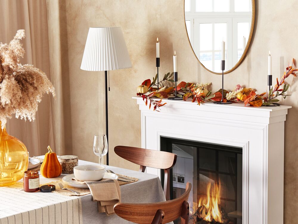 Festone autunnale artificiale in materiale sintetico arancione 150 cm con addobbi