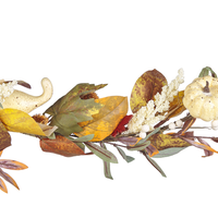 Festone autunnale artificiale in materiale sintetico arancione 150 cm con addobbi