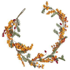 Festone autunnale artificiale in materiale sintetico arancione 150 cm con addobbi