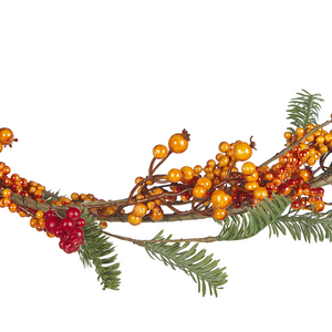 Festone autunnale artificiale in materiale sintetico arancione 150 cm con addobbi