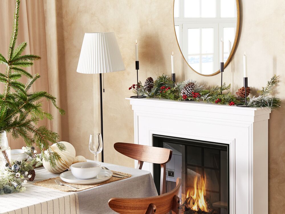 Festone di natale artificiale verde materiale sintetico 150 cm con addobbi innevati