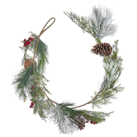 Festone di natale artificiale verde materiale sintetico 150 cm con addobbi innevati