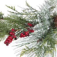 Festone di natale artificiale verde materiale sintetico 150 cm con addobbi innevati