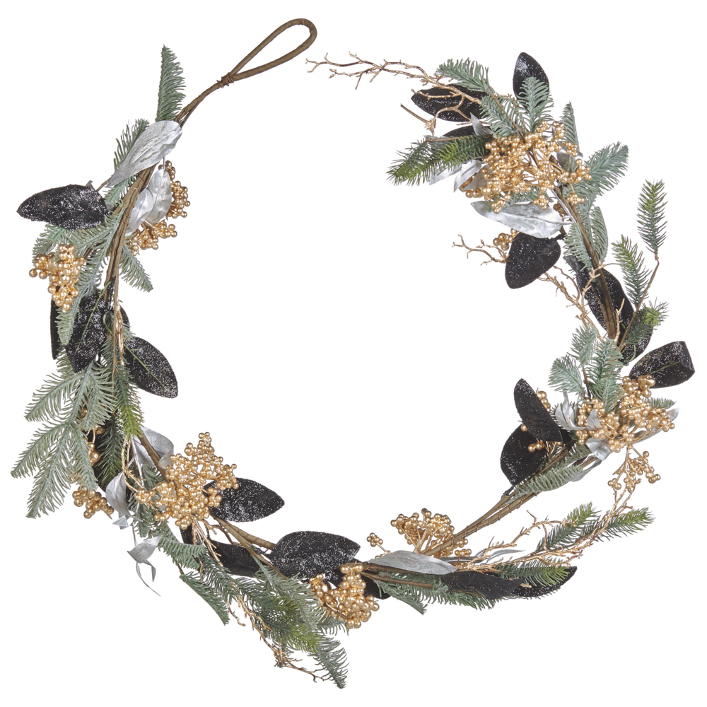 Festone di natale artificiale in materiale sintetico multicolore 150 cm con addobbi innevati