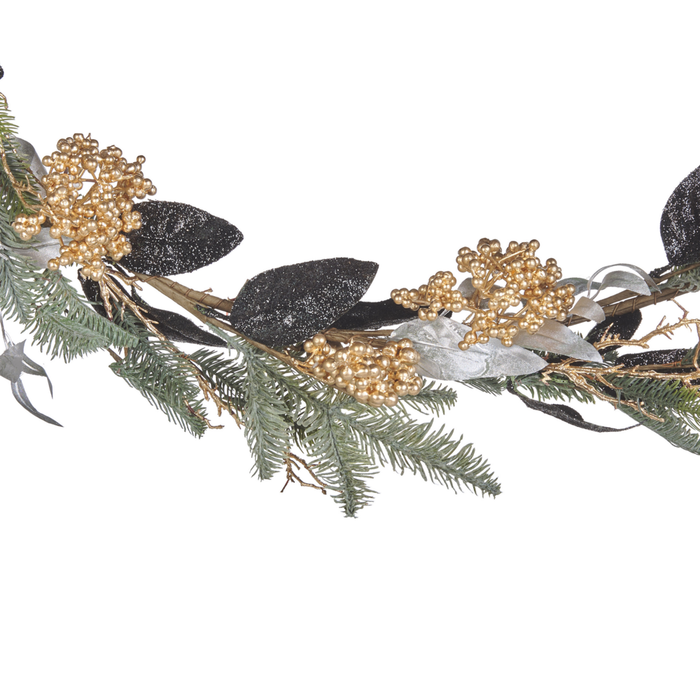 Festone di natale artificiale in materiale sintetico multicolore 150 cm con addobbi innevati