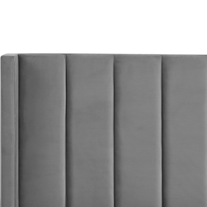 Letto matrimoniale con doghe 140 x 200 cm velluto di colore grigio stile glam moderno