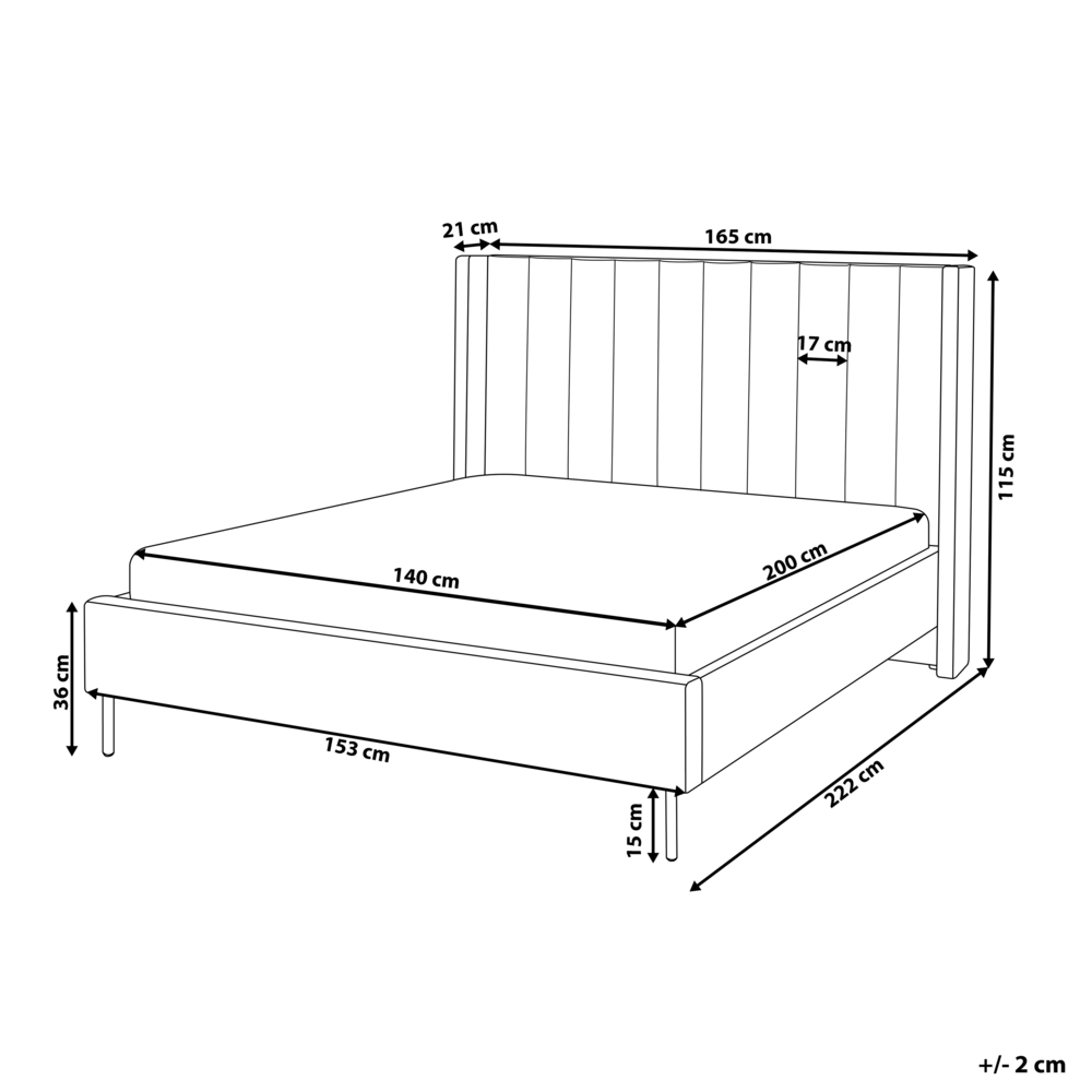 Letto matrimoniale con doghe 140 x 200 cm velluto di colore grigio stile glam moderno
