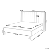 Letto matrimoniale con doghe 140 x 200 cm velluto di colore grigio stile glam moderno